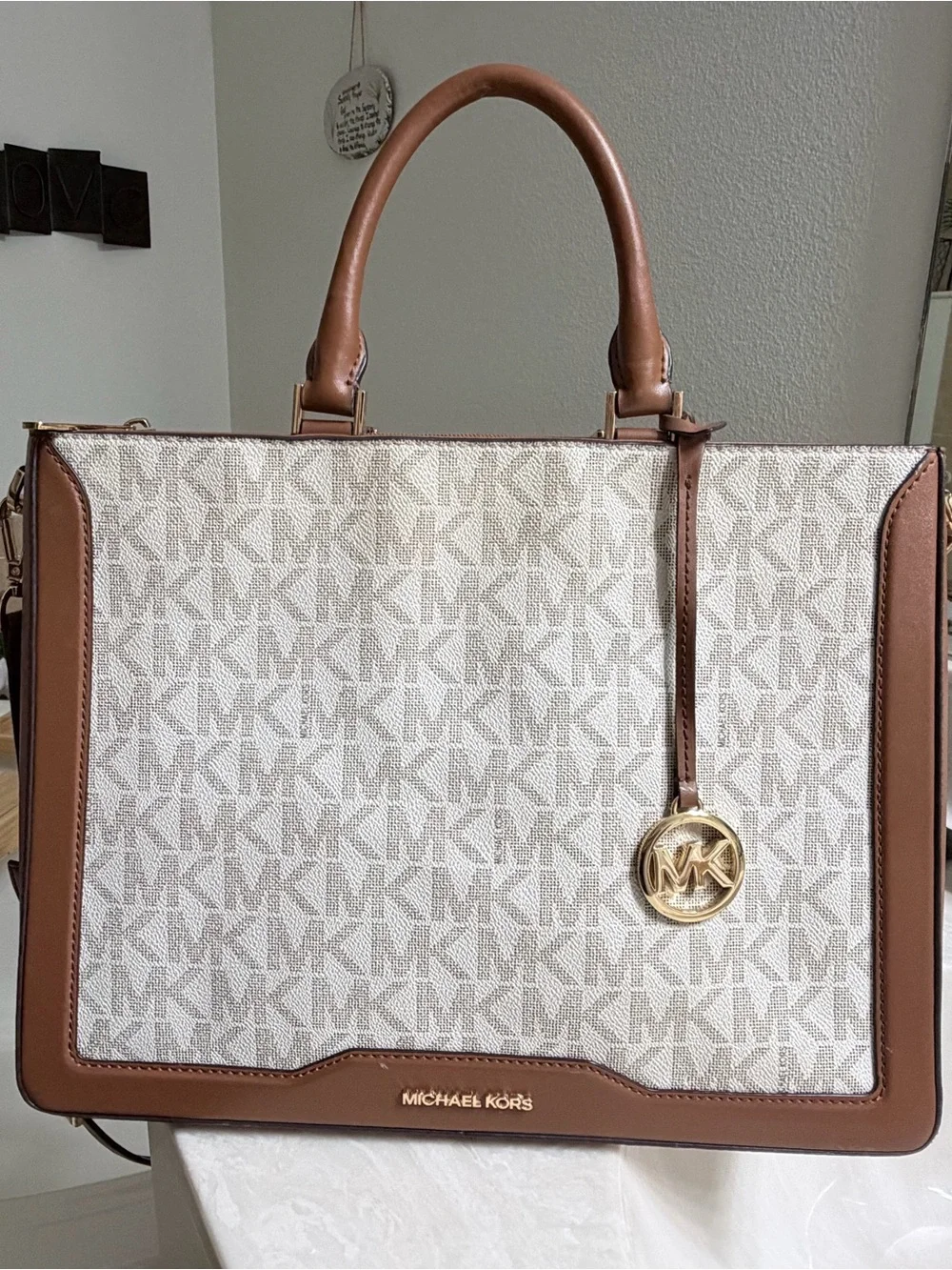 Michael Kors Brown and Vanilla Signature Tote Bag